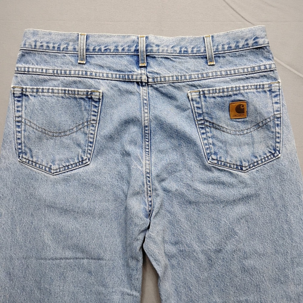 Carhartt B160 STW Mens Relaxed Fit Jeans Light Wash Vintage Union Made USA 38x30 - Picture 9 of 10